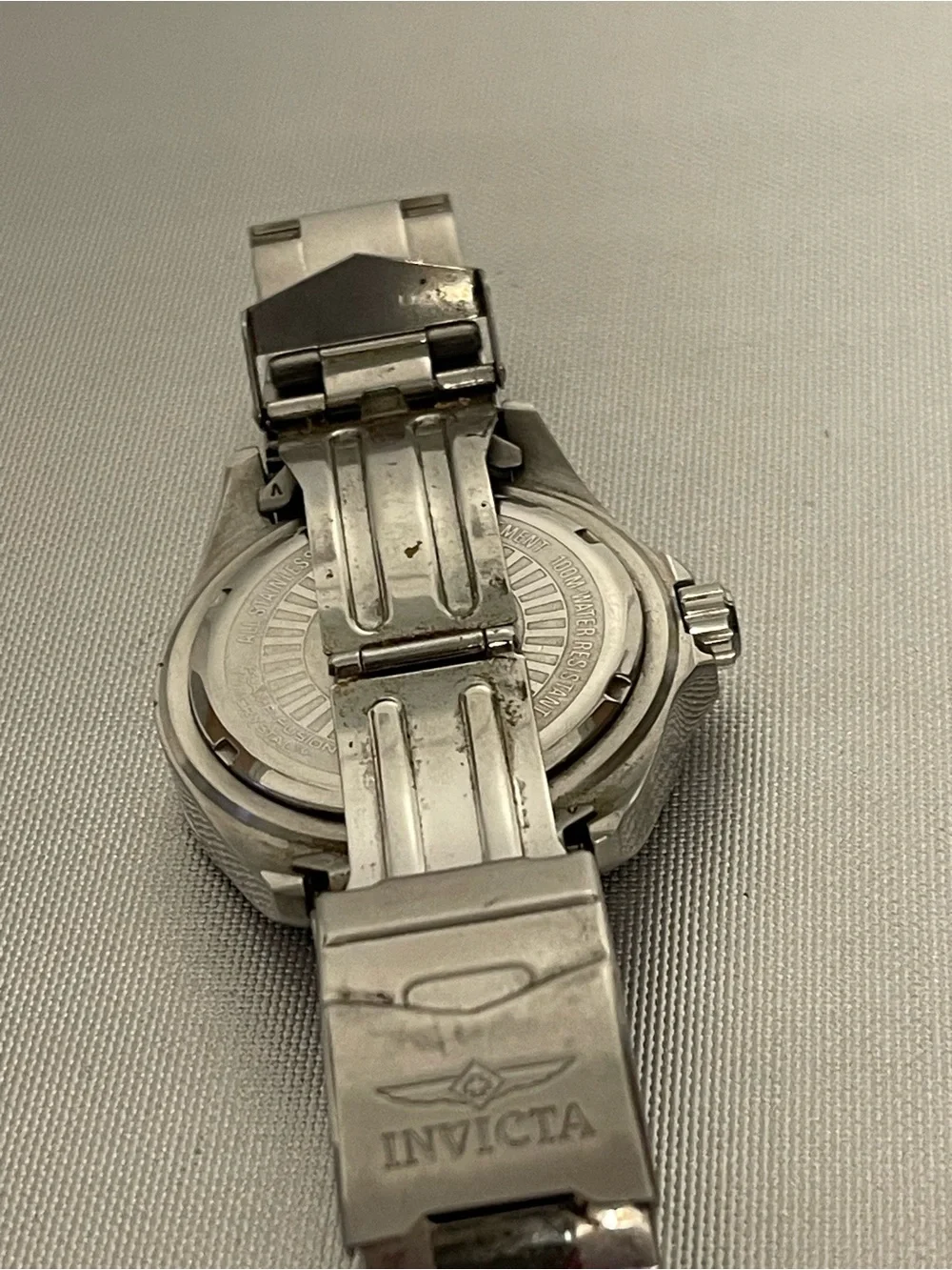Invicta Stainless Steel Pro Diver Watch , 15184 Blue Face VGC Need Battery